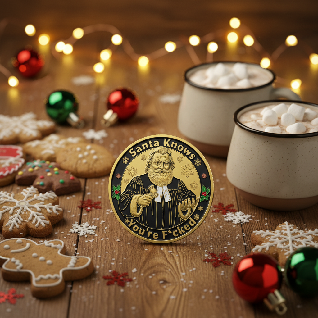 Early Christmas Sale 60%🎅Santa Knows You’re F*cked Coin – Funny Christmas Gift