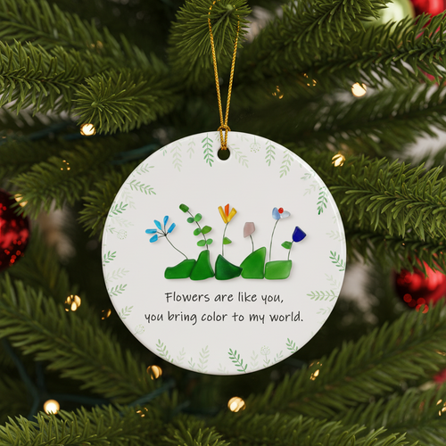 Sea Glass Color My World Flower Ornament