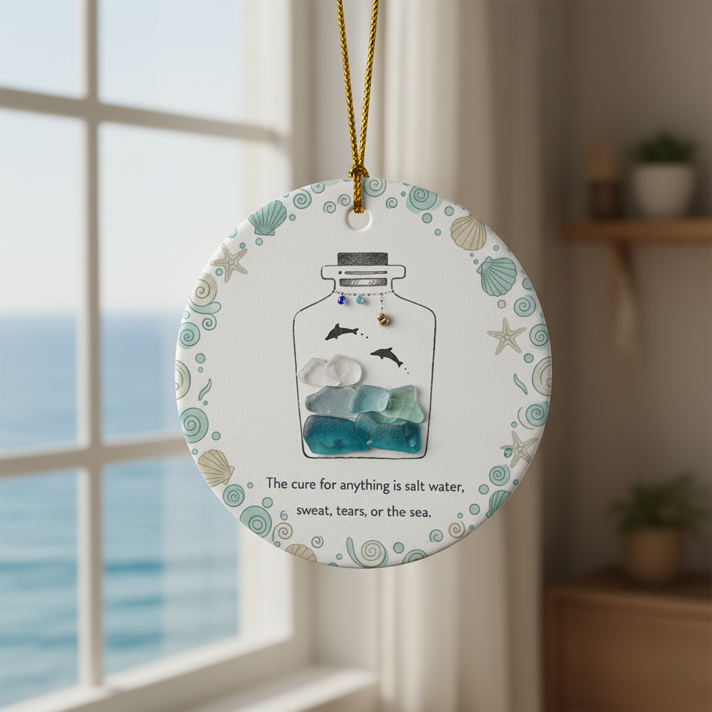 Ocean Saltwater Cure Sea Glass Ornament
