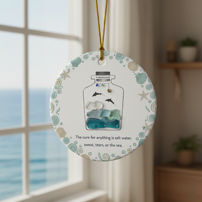 Ocean Saltwater Cure Sea Glass Ornament