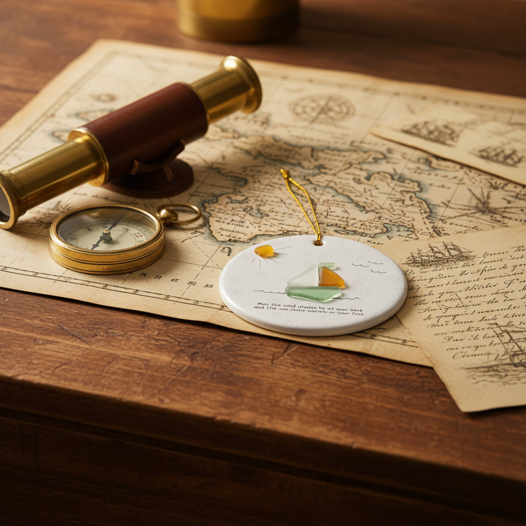 Sea Glass Sailboat Serenity Ornament