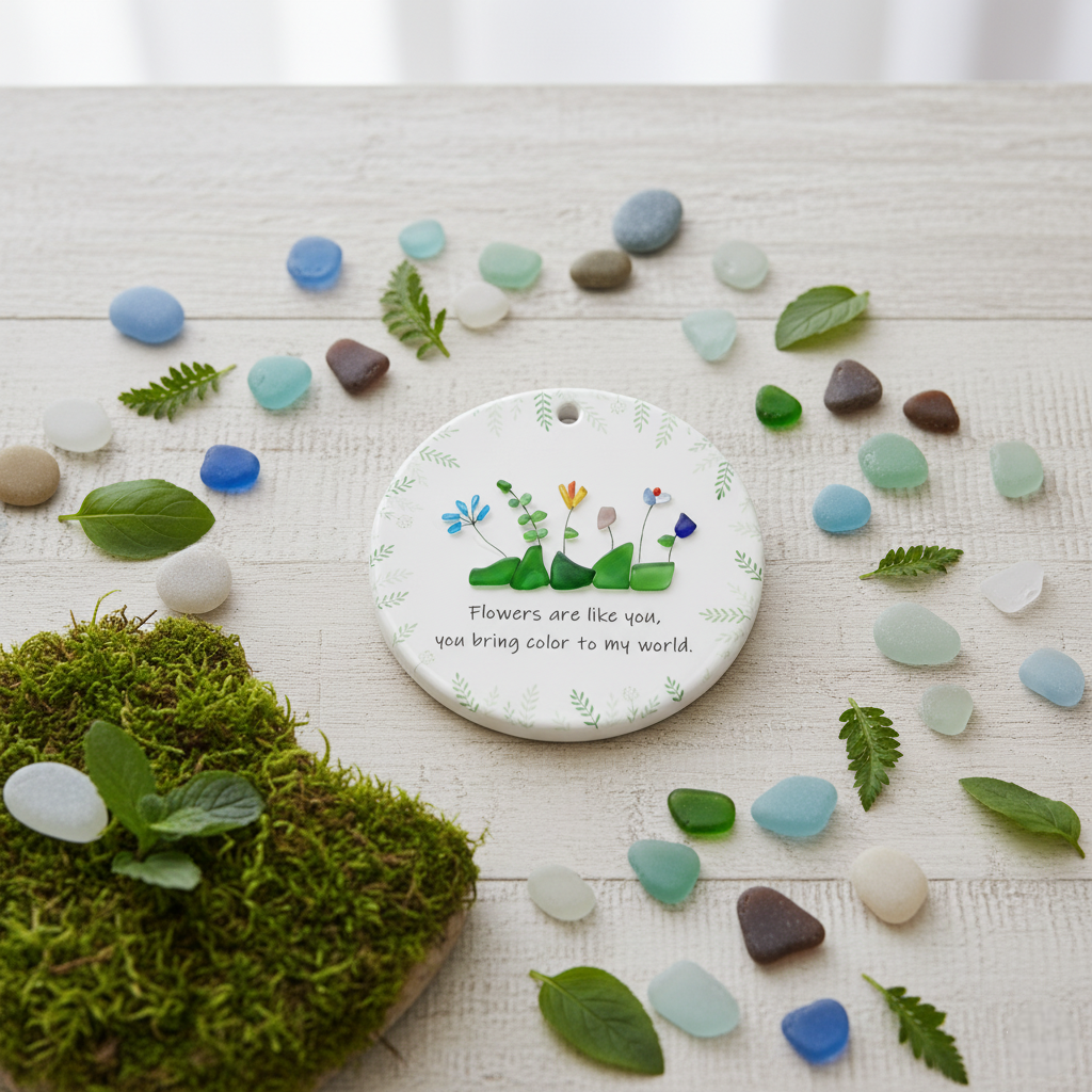 Sea Glass Color My World Flower Ornament