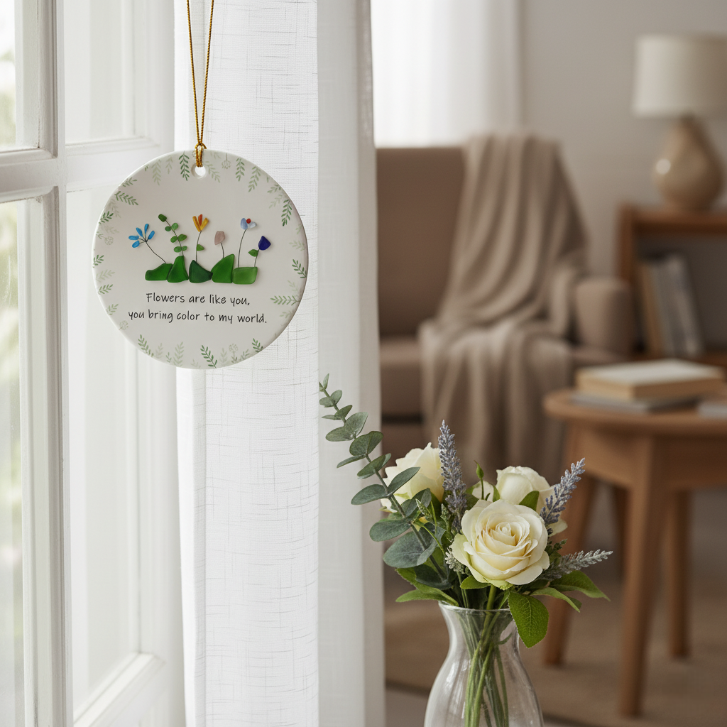 Sea Glass Color My World Flower Ornament