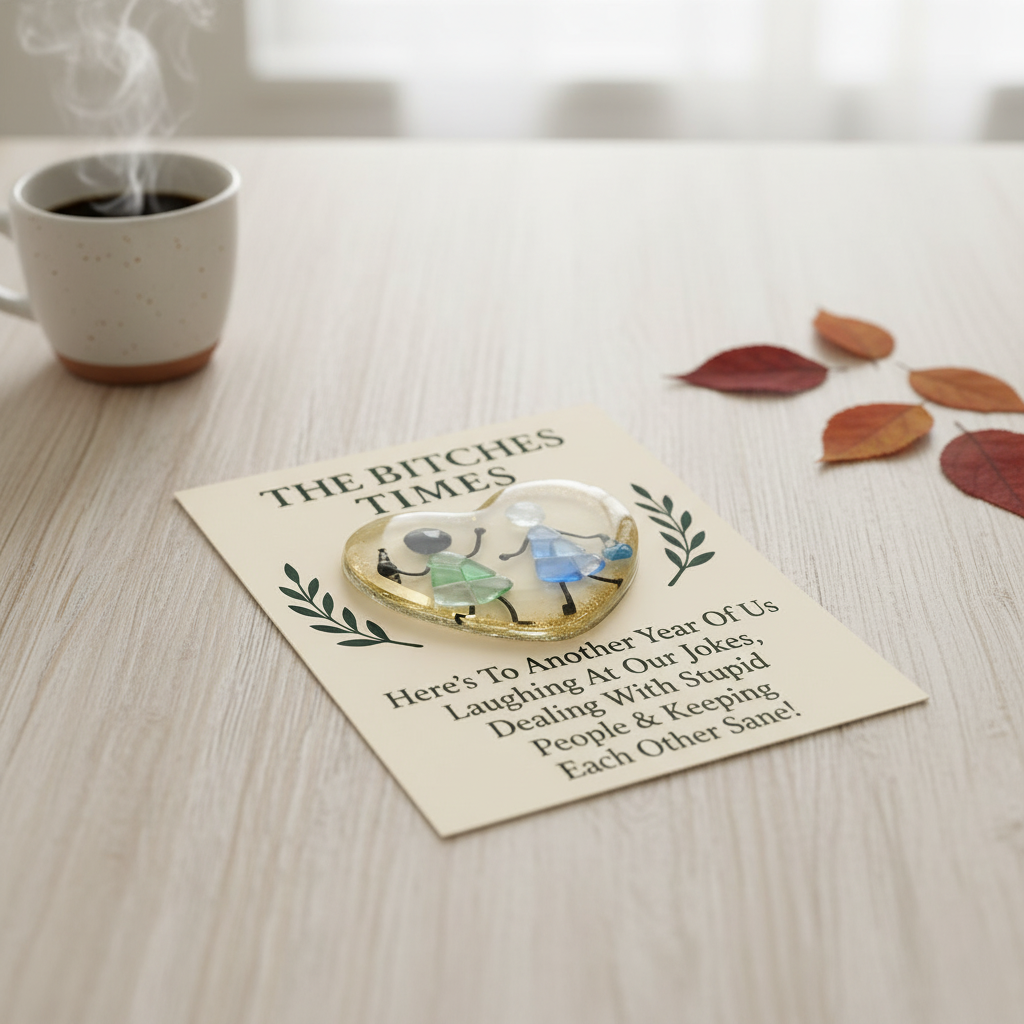 Seaglass Bestie Heart Display Piece