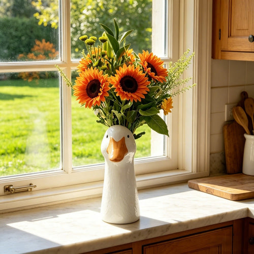 🦆 Ceramic Duck Flower Vase