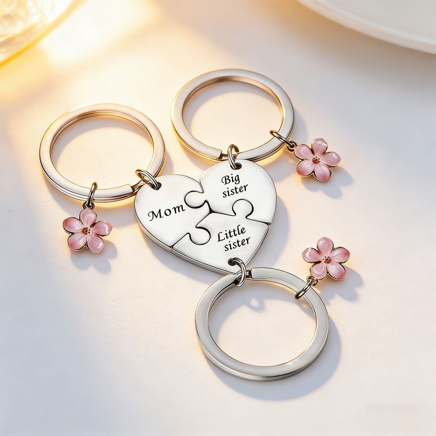 🔥Limited Time Offer🎁Mom & Sisters Heart Puzzle Keychain Set, Matching Family Gift for Mom & Daughters (2 Styles)