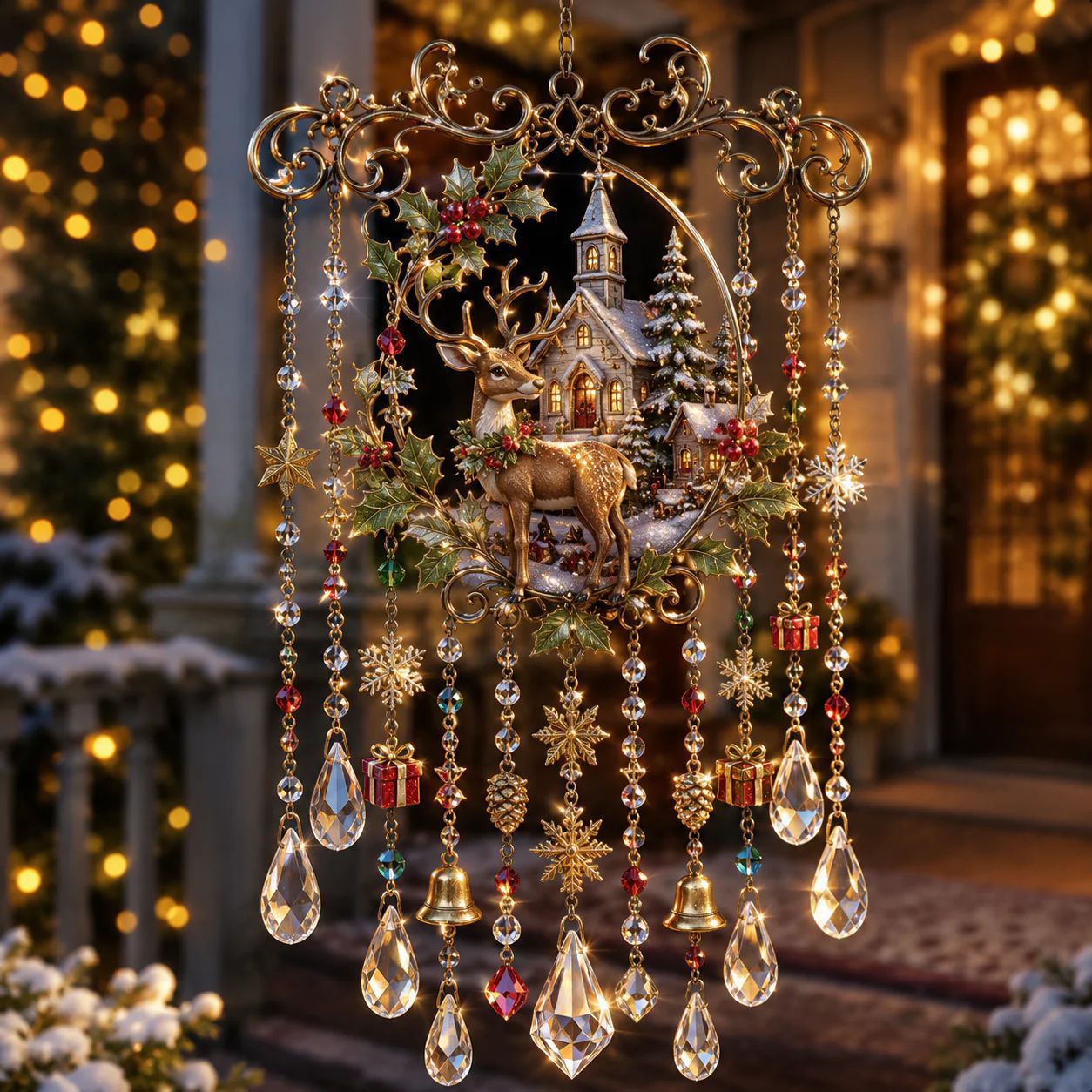 🎄🎄🎐Handmade Christmas Stained Glass Window Hanging