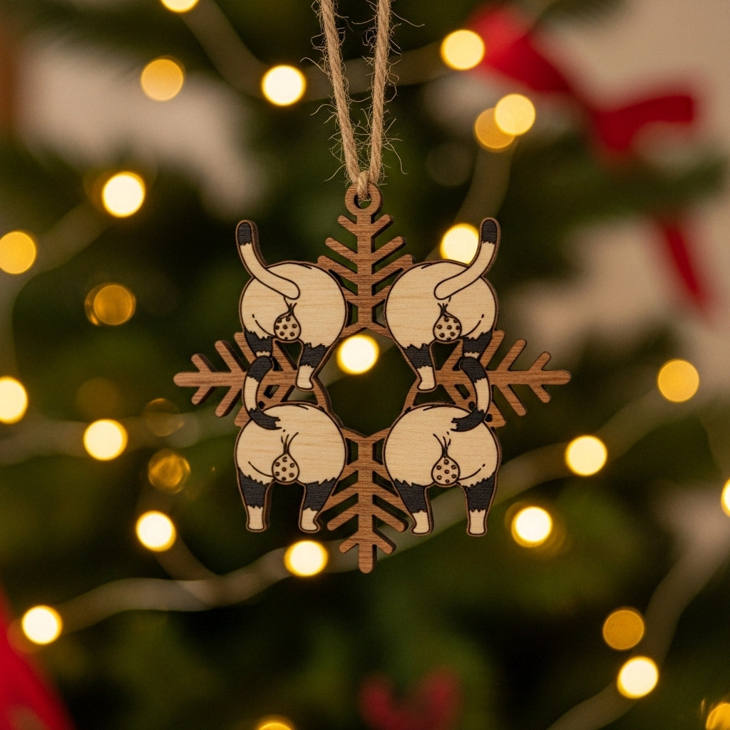 🎄Christmas Gift--Cat Butt Snowflake Christmas Ornament
