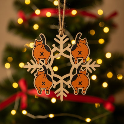 🎄Christmas Gift--Cat Butt Snowflake Christmas Ornament