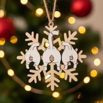 🎄Christmas Gift--Cat Butt Snowflake Christmas Ornament