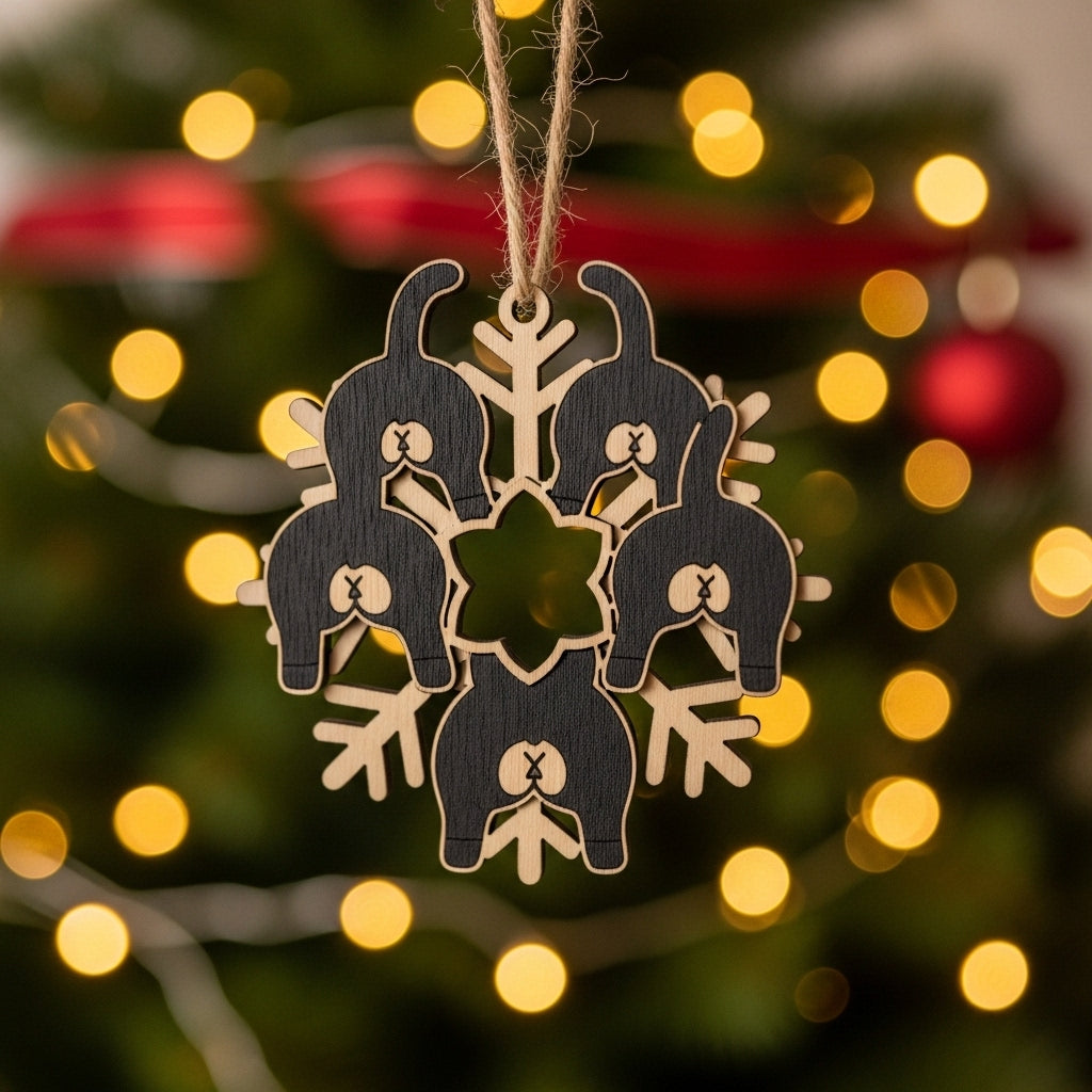 🎄Christmas Gift--Cat Butt Snowflake Christmas Ornament