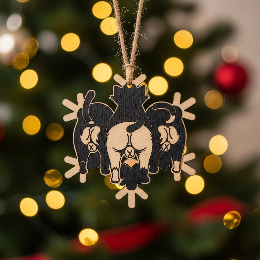 🎄Christmas Gift--Cat Butt Snowflake Christmas Ornament