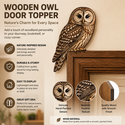 🦉 Wooden Owl Door Topper