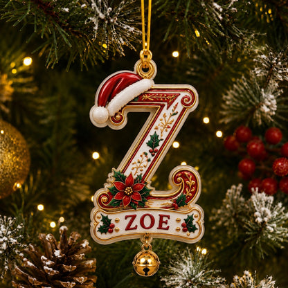 Personalized Christmas Initial Ornament – Custom Name Keepsake