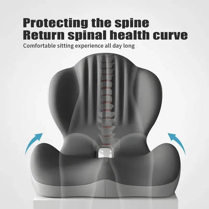 Ergonomic Memory Foam Seat Cushion with Lumbar & Back Support, Relieves Back Pain, Reduces Pressure