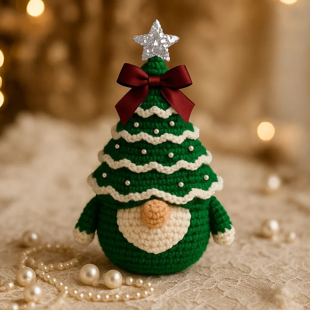 Handmade Crochet Christmas Tree Gnome