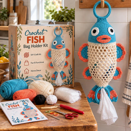 Kit DIY de crochet porte-sac en forme d’animal – Kit de création de rangement suspendu mignon et pratique