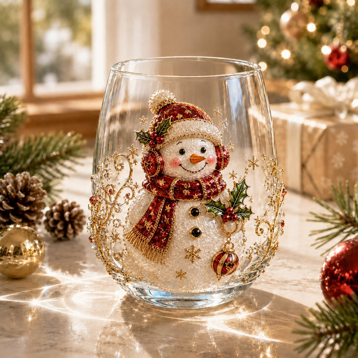 🎄🎄✨  Christmas Glass Art Cup | Luxury Holiday Glassware for Drinks, Decor & Christmas Gifts 🎁