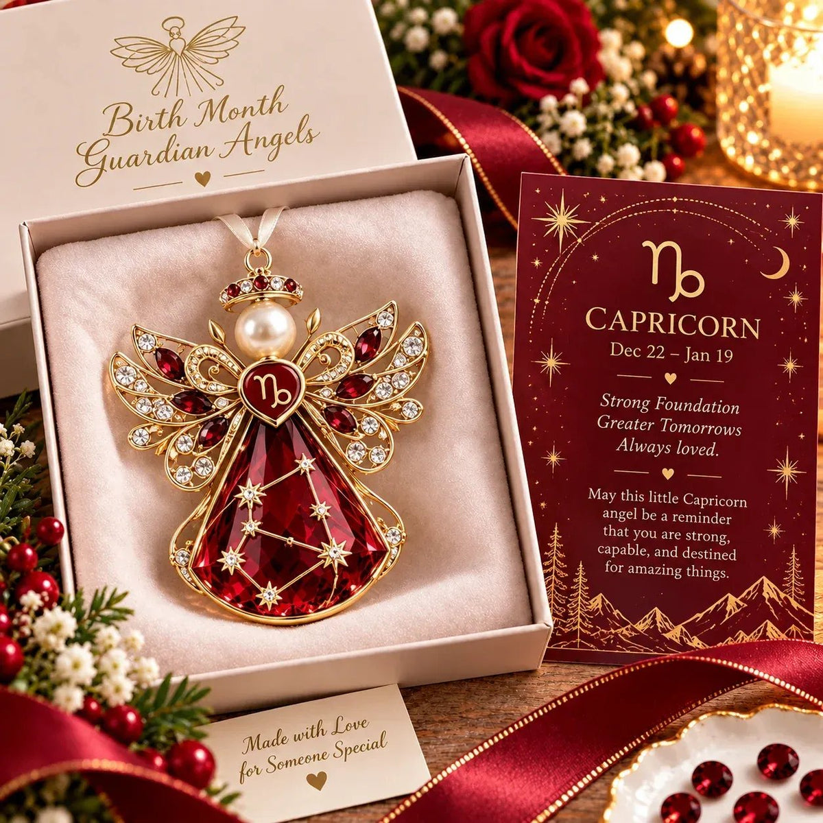 👼 Weihnachtliche Sternzeichen-Schutzengel-Erinnerungsstücke | 12 Sternzeichen mit juwelenfarbenen Designs & bedeutungsvollen Geschenkkarten ✨
