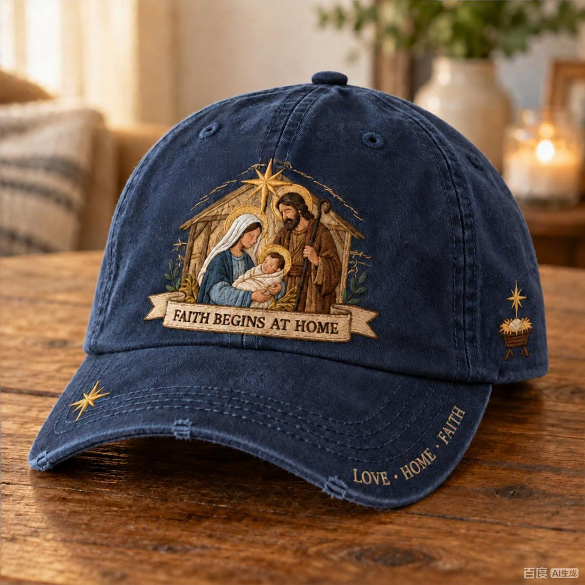 ✝️ ✝️Holy Family Faith Begins At Home Baseball Cap
