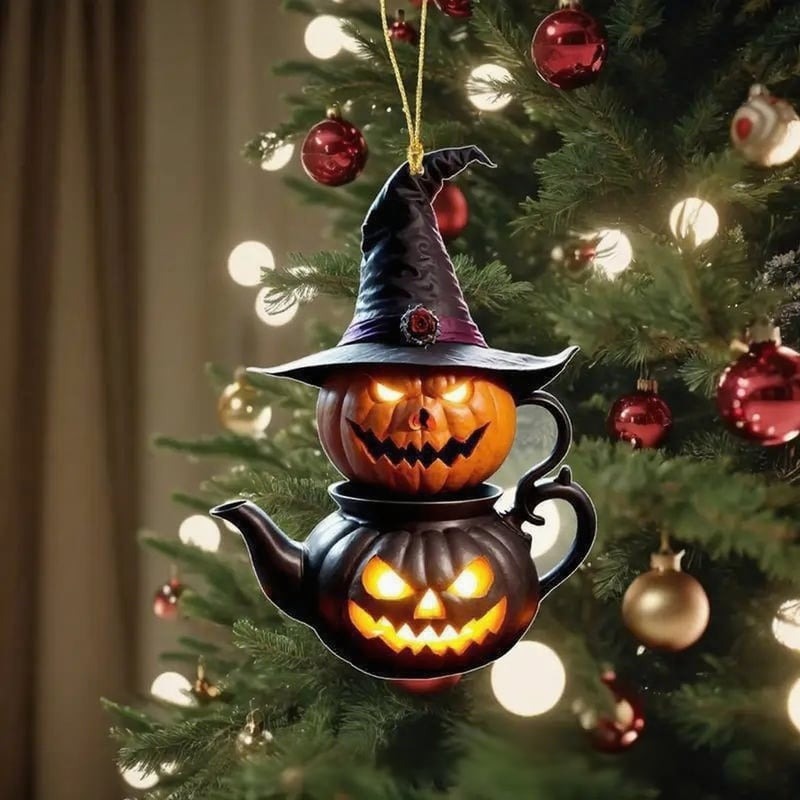 🎃 Halloween Pumpkin Teapot Ornament