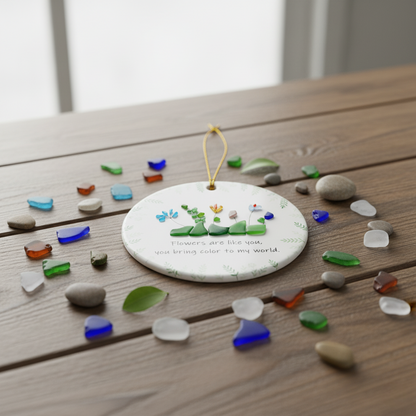 Sea Glass Color My World Flower Ornament