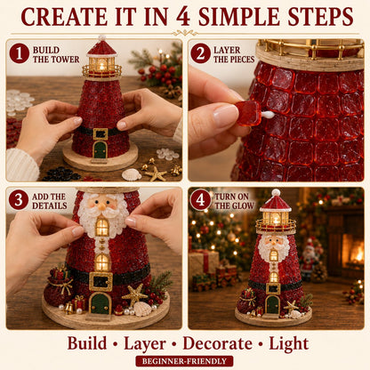 🎅 2026 Christmas Gift 50% Off--🎄Beginner-Friendly DIY Lighted Christmas Character Sea Glass-Style Lighthouse Kit Collection | Complete Kit with Sea Glass-Style Pieces, LED Lights & Step-by-Step Guide Included 💕
