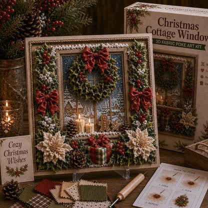 🔥🔥 LAST DAY 50% OFF – 🎄🧵 Premium 3D Christmas Fabric Poke Art Kit | No-Sew Holiday Craft with Pre-Punched Board, Fabric Squares & Display Stand 🎅✨