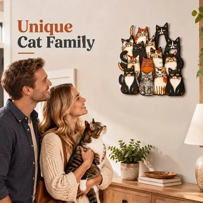 ⏰LAST DAY 50% OFF - 😻🐾Whimsical Cat Family Metal Wall Art