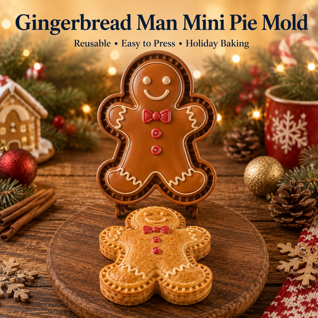 ⏳ Last Day49% OFF – 🎄 9-Design Christmas Mini Pie Mold Collection | Reusable Embossed Molds for Shaping Detailed Santa, Snowman, Reindeer, Tree & Holiday Pies 🥧✨