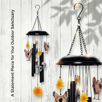 🌻🌻Vintage Metal Chicken Wind Chime with Sunflower🐔