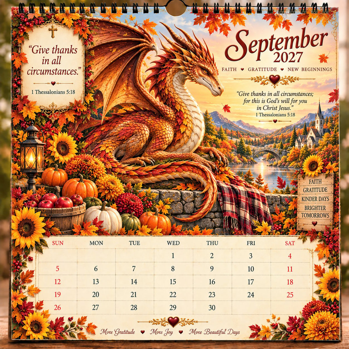 🔥🔥LAST DAY 50% OFF - 🐉📖2027 Dragon Seasons of Faith Calendar – 12 Fantasy Dragons, Scripture & Seasonal Christian Art