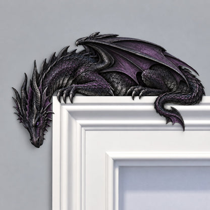 ⏳ ⏳Last Day 50% OFF – 🐉🔥 Sleeping Dragon Door Topper | Medieval Fantasy Dragon Guardian Wall Décor for Doorway, Gaming Room & Gothic Home 🏰✨