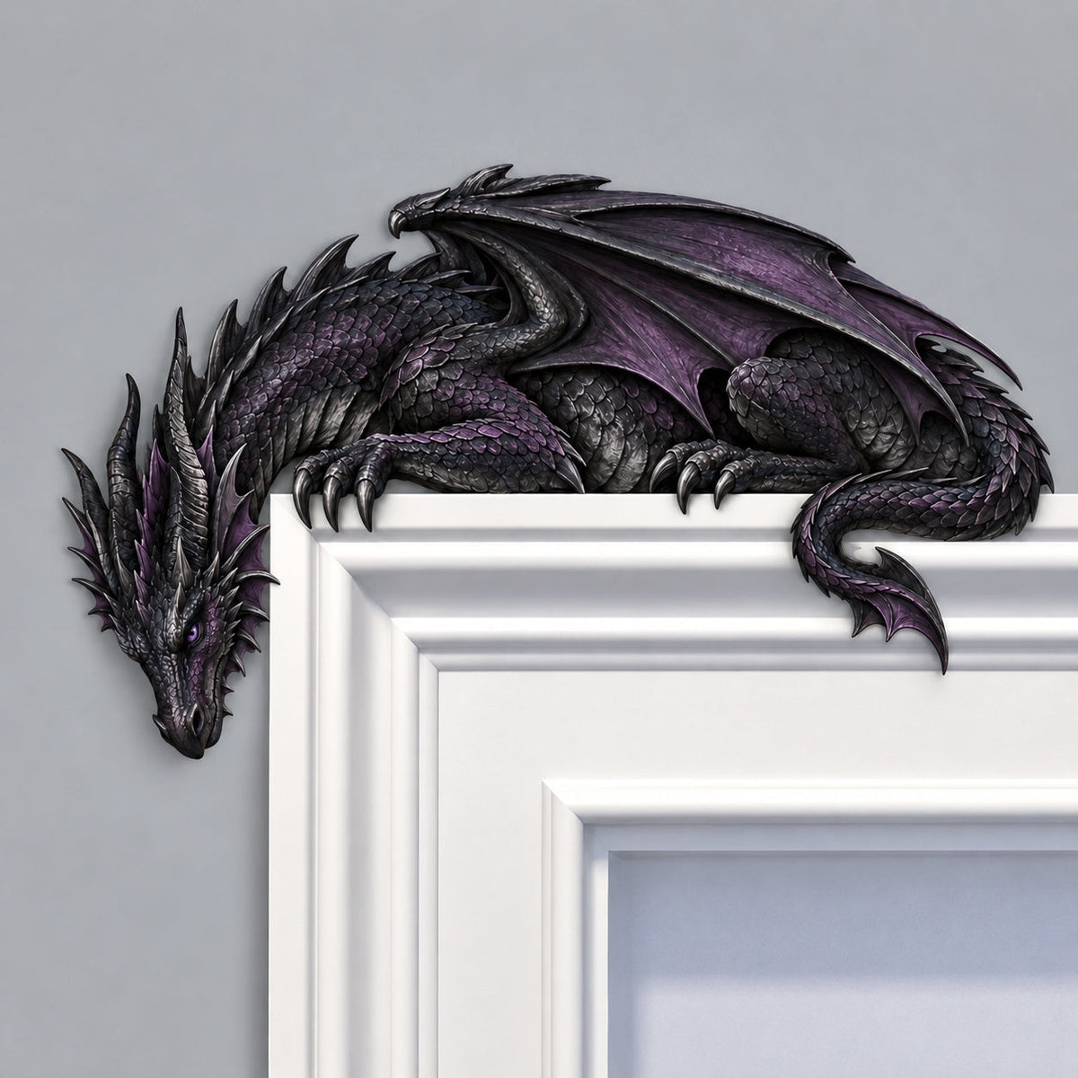 ⏳⏳⏳ Last Day 50% OFF – 🐉🔥 Sleeping Dragon Door Topper | Medieval Fantasy Dragon Guardian Wall Décor for Doorway, Gaming Room & Gothic Home 🏰✨