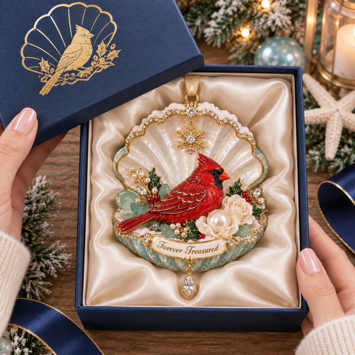 🎅🎅 2026 Christmas Gift 50% Off--Forever Treasured –  Coastal Cardinal Christmas Memorial Ornament Set