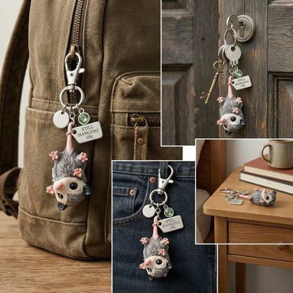 🐁🐁A Little Opossum for You - --2D Style "Still Hanging On" Keychain & Sentiment Card Set