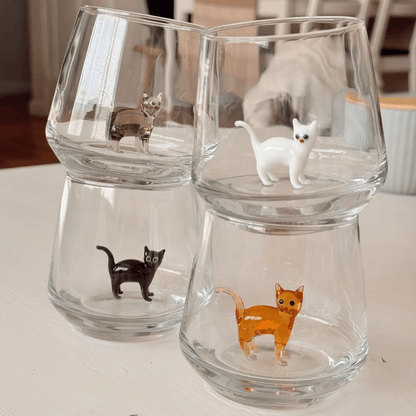 🐱🐱 Handmade Murano Glass Cat Wine Glass