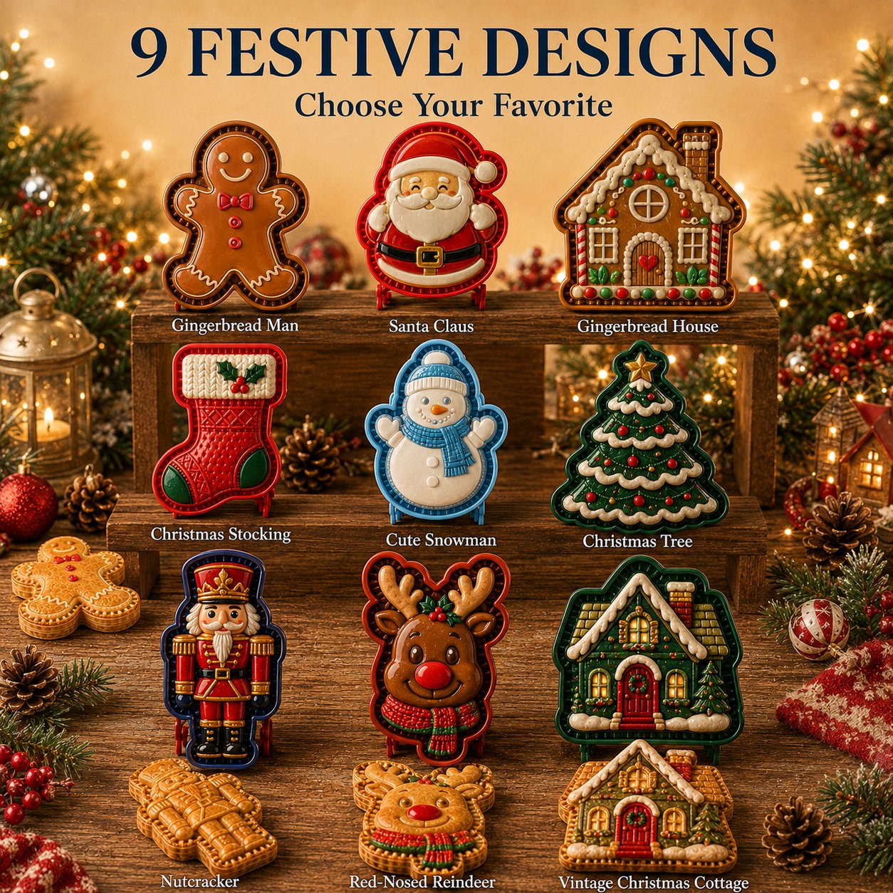 ⏳ Last Day49% OFF – 🎄 9-Design Christmas Mini Pie Mold Collection | Reusable Embossed Molds for Shaping Detailed Santa, Snowman, Reindeer, Tree & Holiday Pies 🥧✨