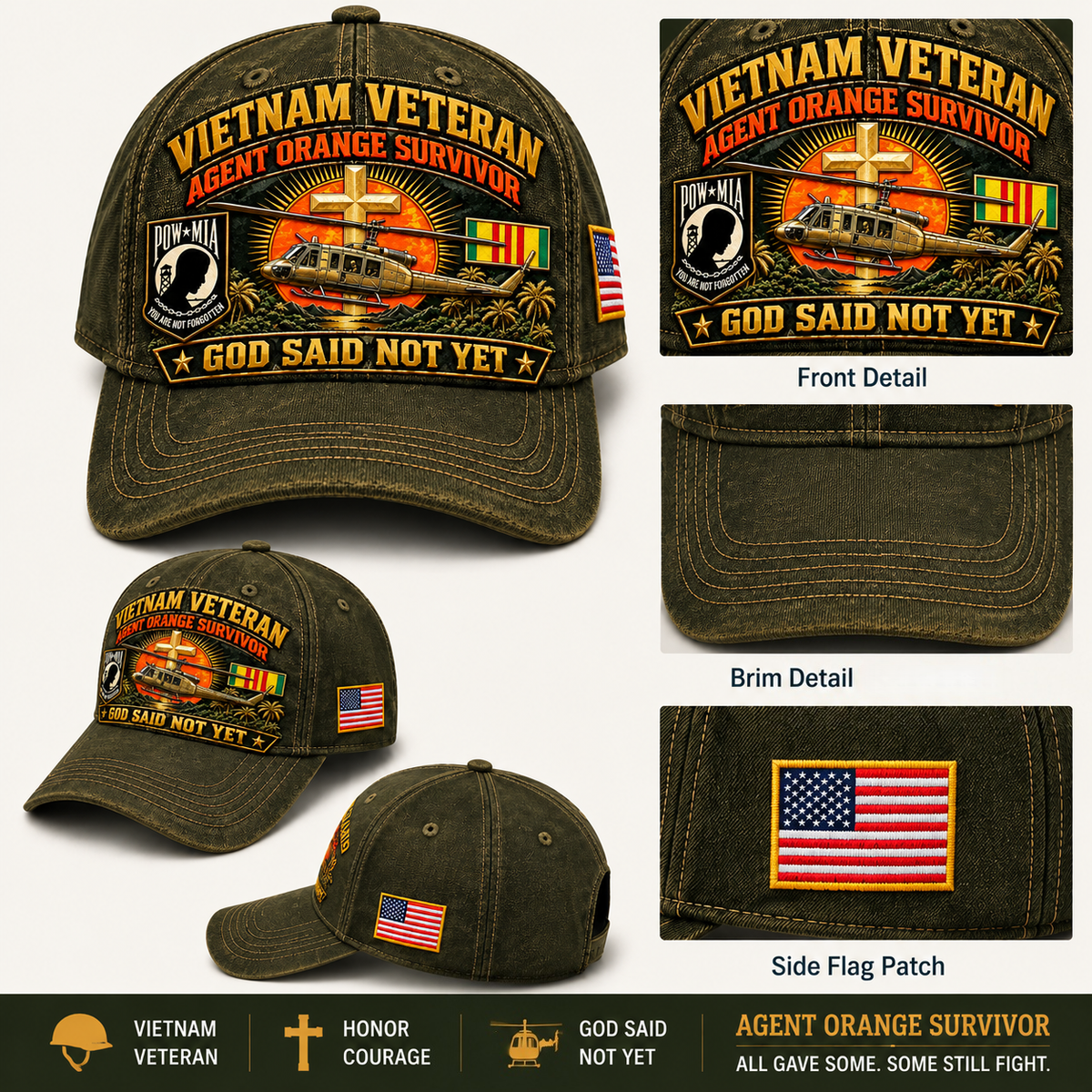 🇺🇸 Last Day Promo: 49% OFF✝️Vietnam Veteran Agent Orange Survivor God Said Not Yet Baseball Cap🎖️