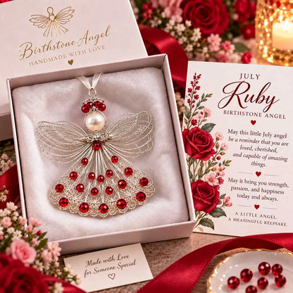 ⏳ ⏳Last Day 50% OFF – 👼Handmade Birthstone Angel Wire Ornament |12 Meaningful Birthstone Colors with Keepsake Card ✨