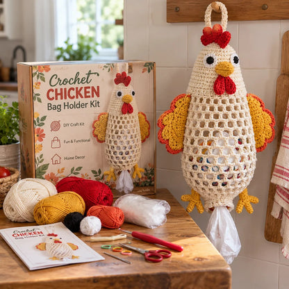 Kit DIY de crochet porte-sac en forme d’animal – Kit de création de rangement suspendu mignon et pratique