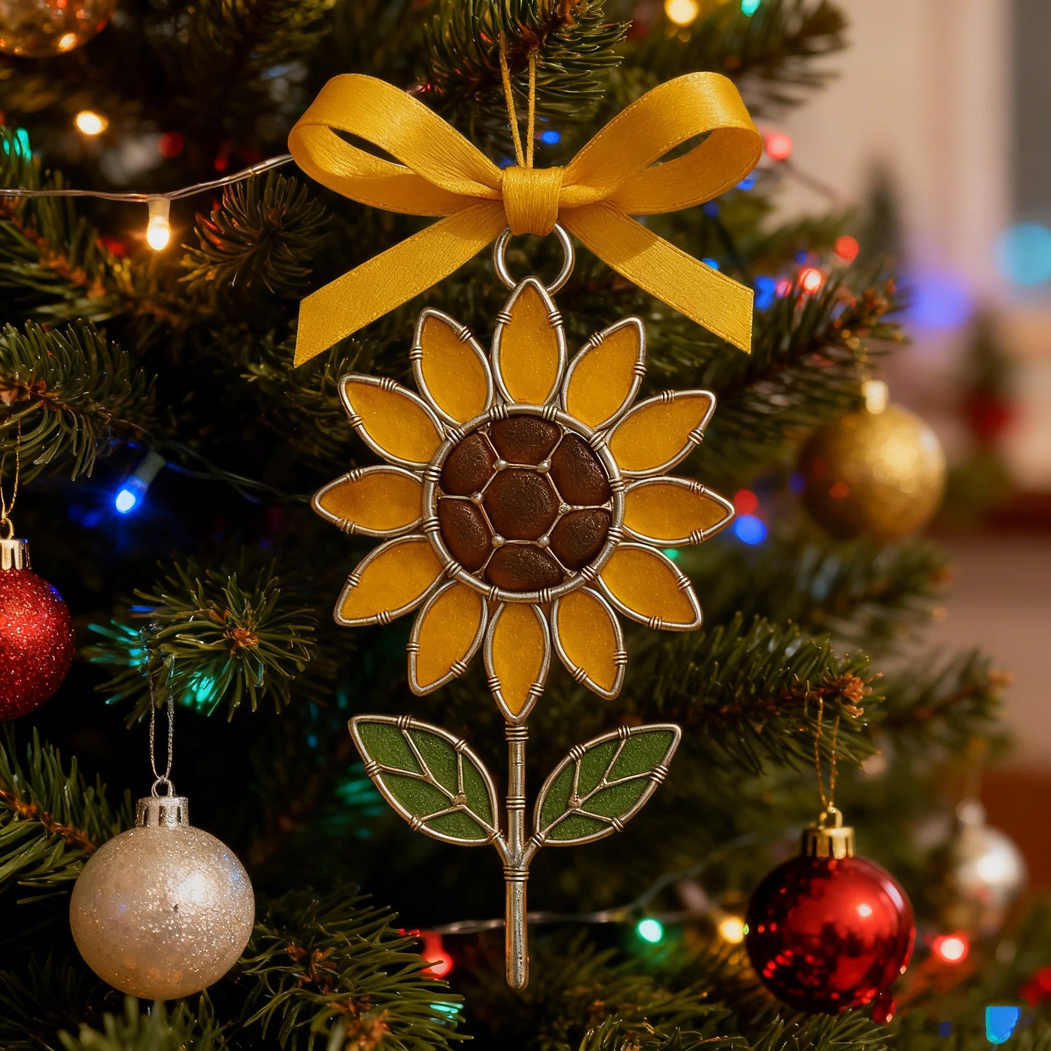 🌻Sunflower Sea Glass Ornament