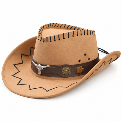 🤠 Longhorn Western Cowboy Hat – For the Spirit That Follows Its Own Trail