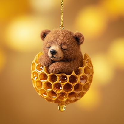 Sleeping Bear in Honeycomb Ornament