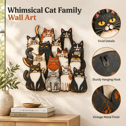 ⏰LAST DAY 50% OFF - 😻🐾Whimsical Cat Family Metal Wall Art