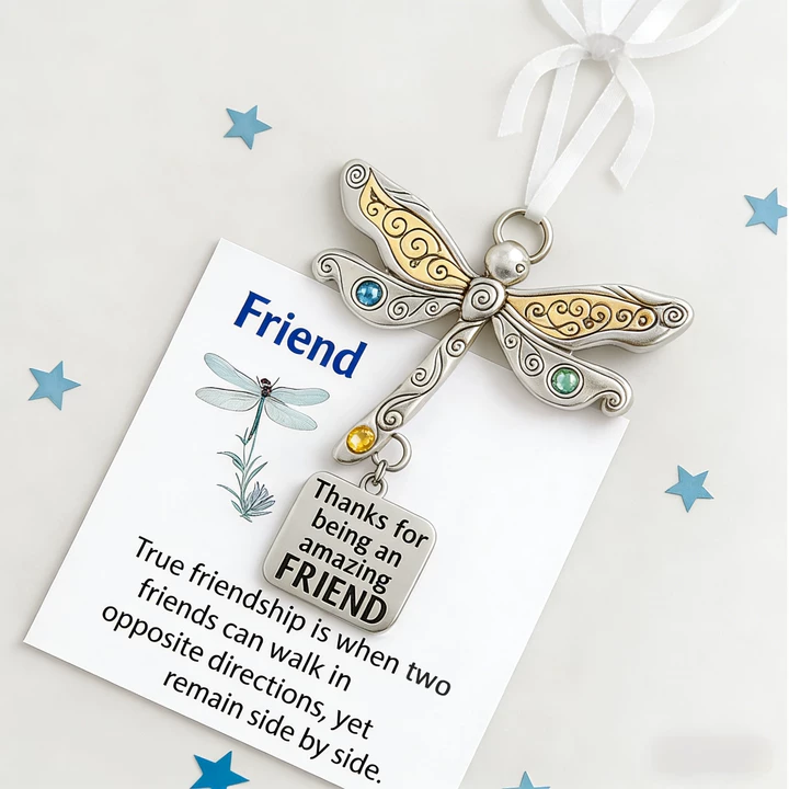 Friendship Dragonfly Ornament With Sentimental Quote -🌟 Gift for Best Friends