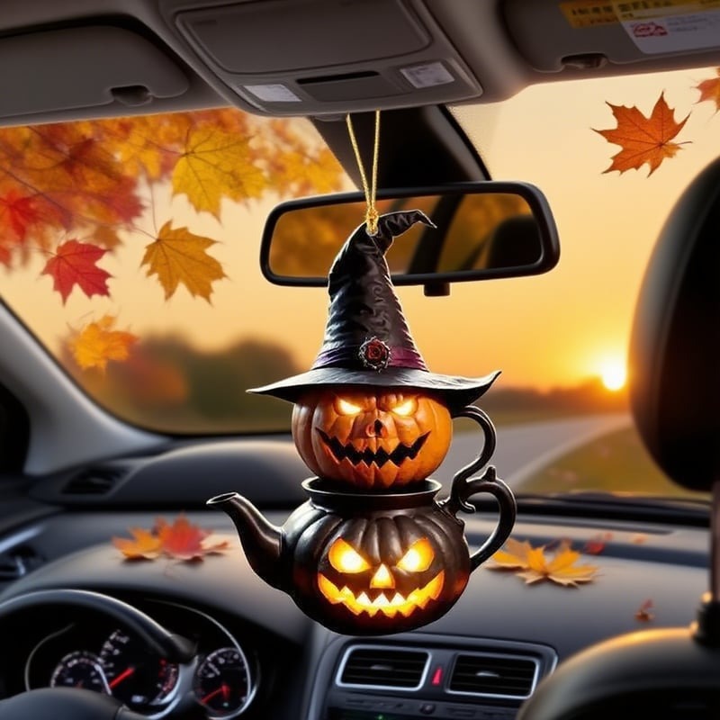 🎃 Halloween Pumpkin Teapot Ornament