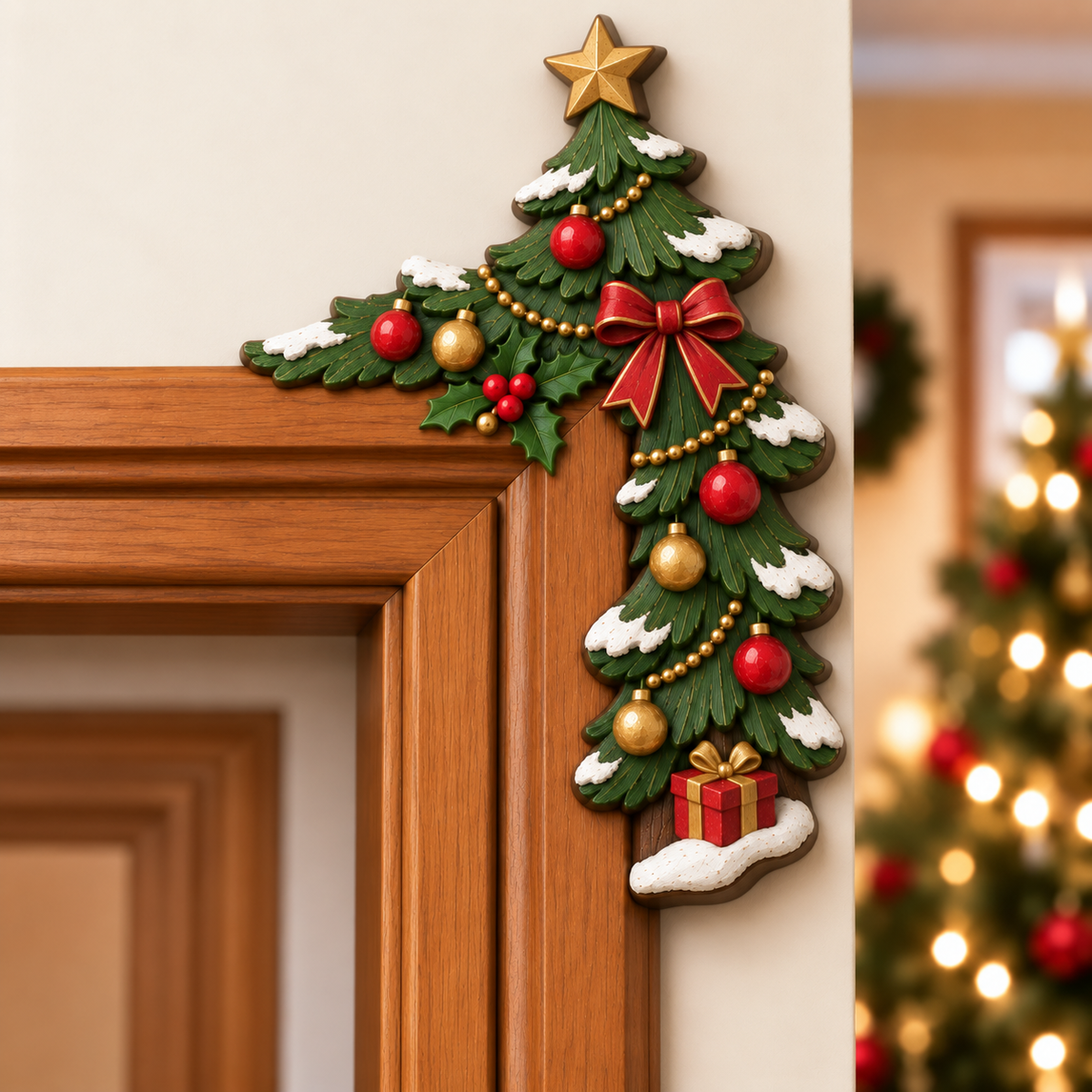 Christmas Peekaboo Door Frame Corner Decor