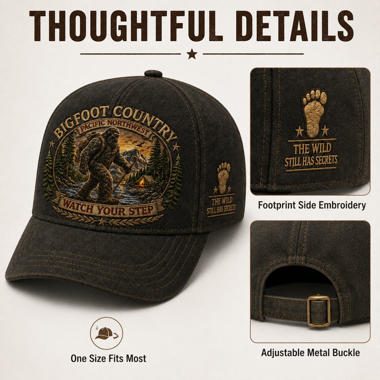 🦶🦶Bigfoot Country Vintage Embroidered Cap – Free Collector Coin Included