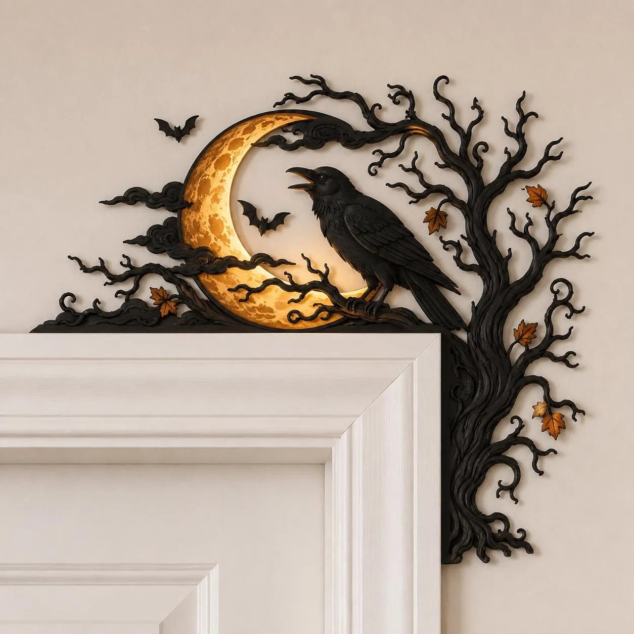 🐦‍⬛🐦‍⬛🌕 Raven Moon Halloween Corner Decor